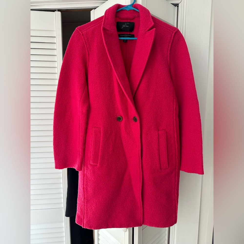 J. Crew Daphne Italian boiled wool Topcoat In Bright Rose Size 6